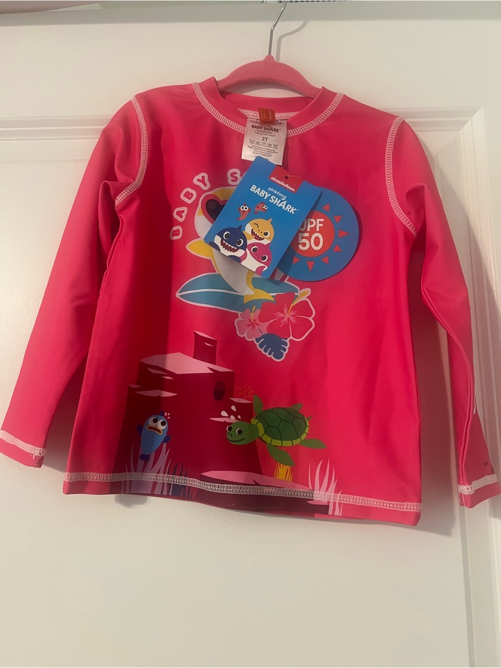 Baby Shark Pink Long-Sleeve Kids Rashguard
